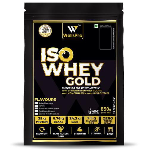WellsPro Iso Whey Gold Protein Powder 100% whey from Isolate, Hydrolyste & Concentrate