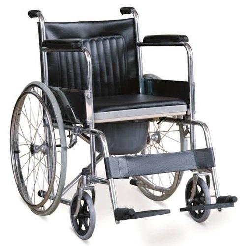 Fixed Manual Folding Wheelchair With Commode