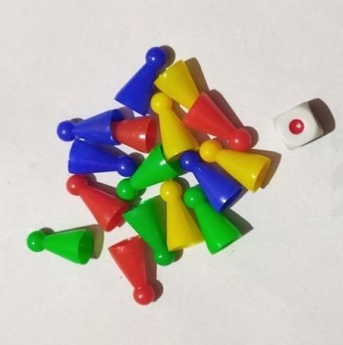 Multicolor Ludo Plastic Pawns