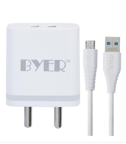 Byer 2.4 AMP Multiport Charger with Detachable Data cable