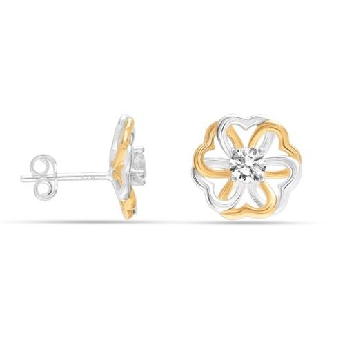 Sterling Silver Crystal Daisy Flower Small Stud Earrings for Teen Women