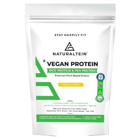 NATURALTEIN Vegan Plant (Rice & Pea) Based Protein Powder - Mango Flavour
