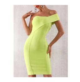 Solid Color One Shoulder Dress