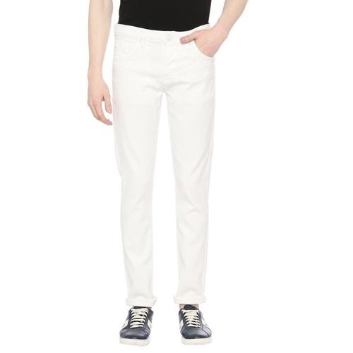 Integriti White Slim Fit Solid Jeans For Men's