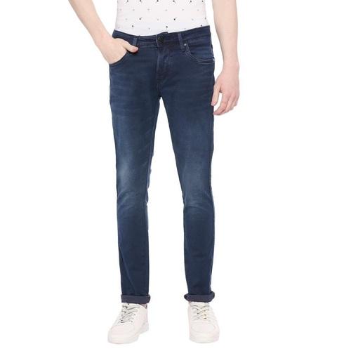 Integriti Cobalt Blue Skinny Fit Solid Jeans For Men's