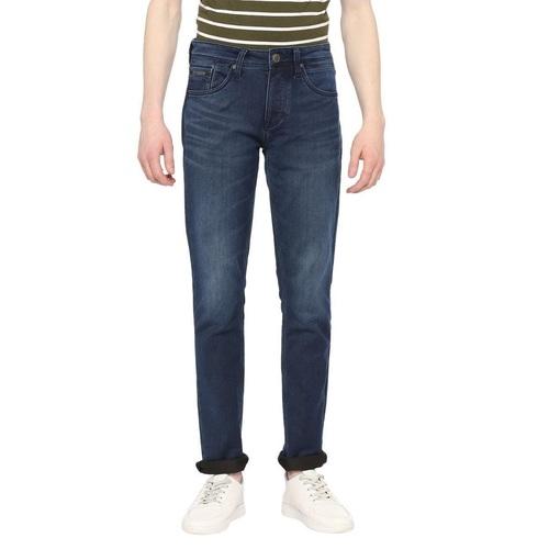 Integriti Deep Blue Slim Fit Solid Jeans For Men's