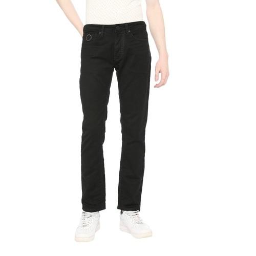 Integriti Black Straight Fit Solid Jeans For Men's