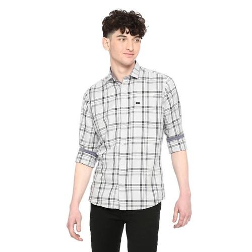 Integriti Steel Grey Checks Slim Fit Shirts For Men's