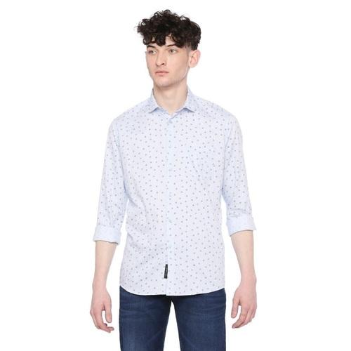 Integriti Sky Blue Print Slim Fit Shirts For Men's