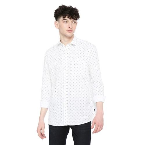Integriti White Print Slim Fit Shirts For Men's