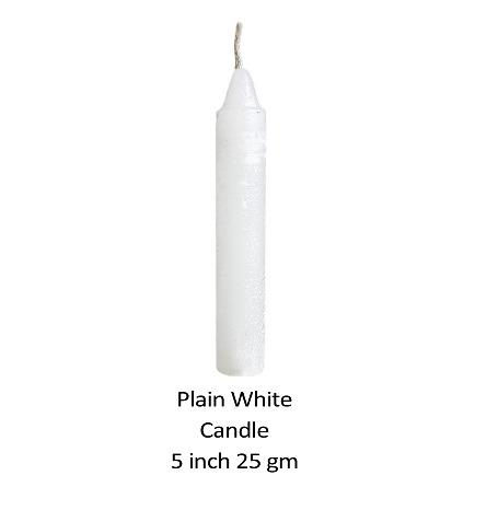 Plain White Candle 5 inch 25 gm