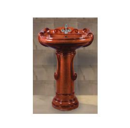 Big sterling Rustic Set Wash Basin with Pedestal - Red Brown