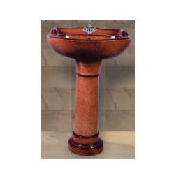 Star Gold Rustic Set Wash Basin with Pedestal - Red Brown
