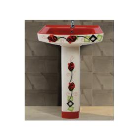 Polo Vitrosa Set Wash basin with Pedestal - Red 609