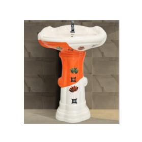 Big Sterling Vitrosa Set Wash Basin with Pedestal - Orange 411