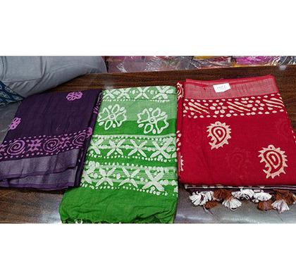 Cotton Linen Batik Print Saree 