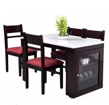 Sophia 4 Seater Dining Set with Composite Italian Marble Top and Crockery Unit