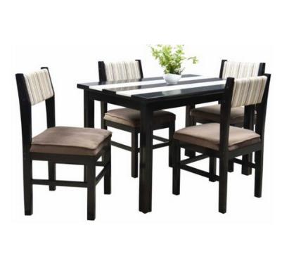Amii 4 Seater Dining Set with Composite Italian Top and Black Finish