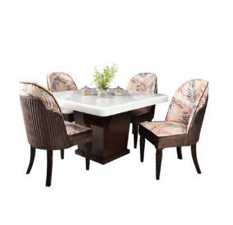 1+4 Seater Dining Set SMD-12 With Center Base, Plain Onyx Top & 3" Sling