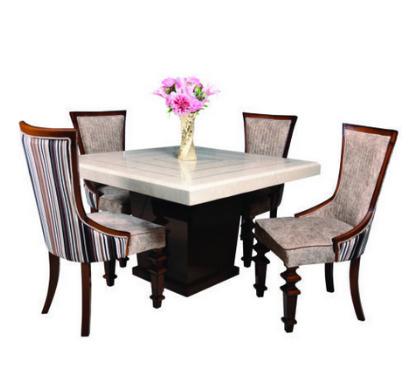 1+4 Seater Dining Set SMD-02 With Center Base & GO2 Top with Inlay