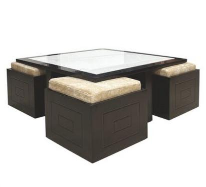Dino Center Table in Composite Italian top with 4 Puffy 3636