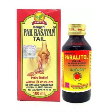 PAK RASAYAN TAIL 100ml & Paralitol Oil 100ml For Pain Relief, Joint Pain (Pack Of 2)