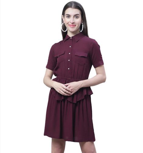 100% Rayon Cotton Regular Collared Dress