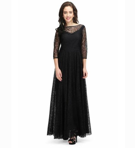 Black Net Patywear Gown for Women