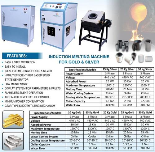 15 KG Silver Induction Melting Machine with Chilling Plant and Tilting system