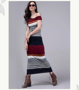 Striped One Shoulder Maxi Dress