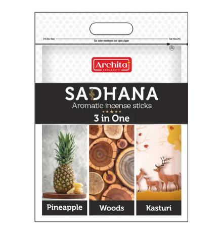Archita Sadhana 3 In One Ultra Pouch Series- Pineapple, Woods & Kasturi Incense Sticks