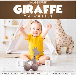 Wooden Giraffe Wheel Toy 