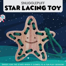 Wooden Handcrafted Star Shaped Lacing Toy for Kids