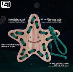 Wooden Handcrafted Star Shaped Lacing Toy for Kids