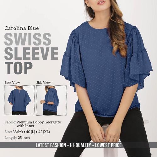 Carolina Blue Swiss Sleeve Top