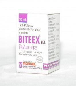 Vitamin B1,B2,Nicotinamide,Pyridoxine ,Cyanocobalamine (INJ. BITEEX VET)