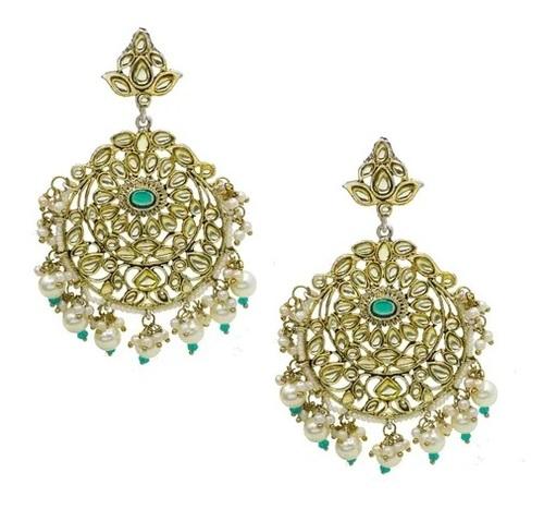 Traditional Jewellery Gold Plated Kundan & Pearl Maang Tikka Set For Women& Girls