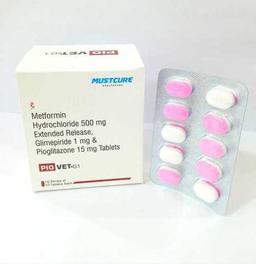 Metformin 500 mg SR Glimepiride 1 mg Pioglitazone 15 mg